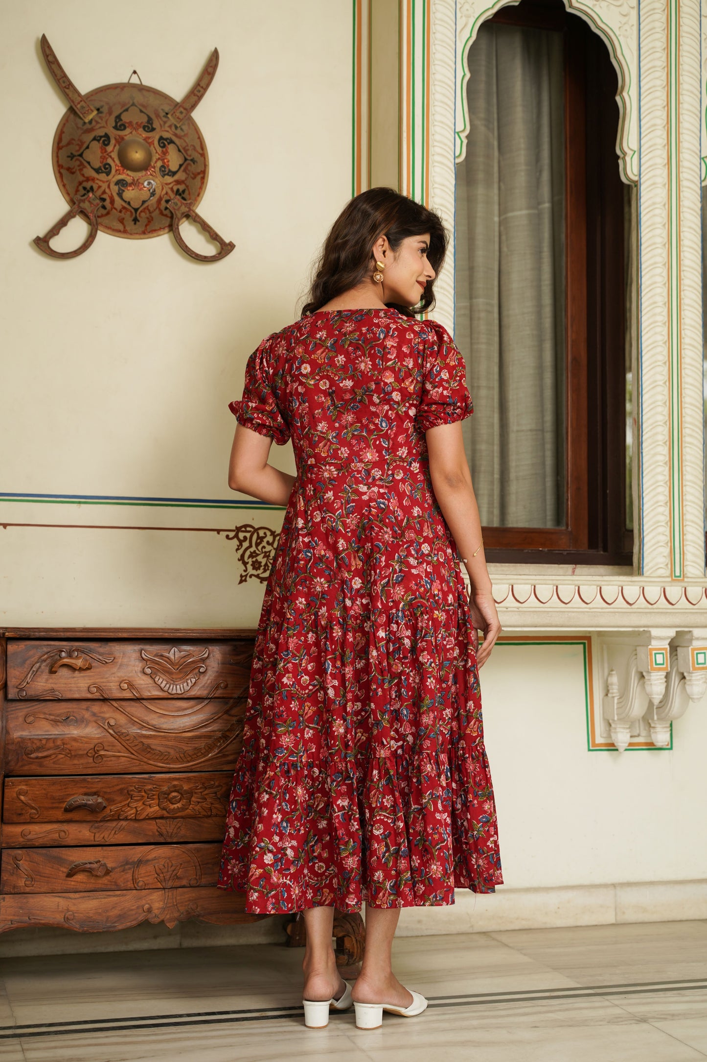 Rustic Red Handblock Dress
