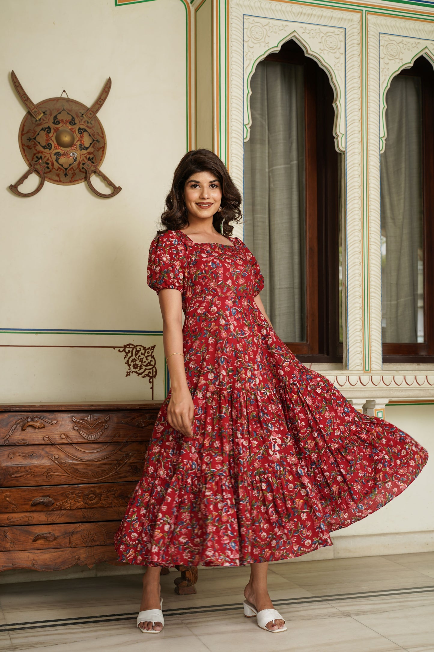 Rustic Red Handblock Dress