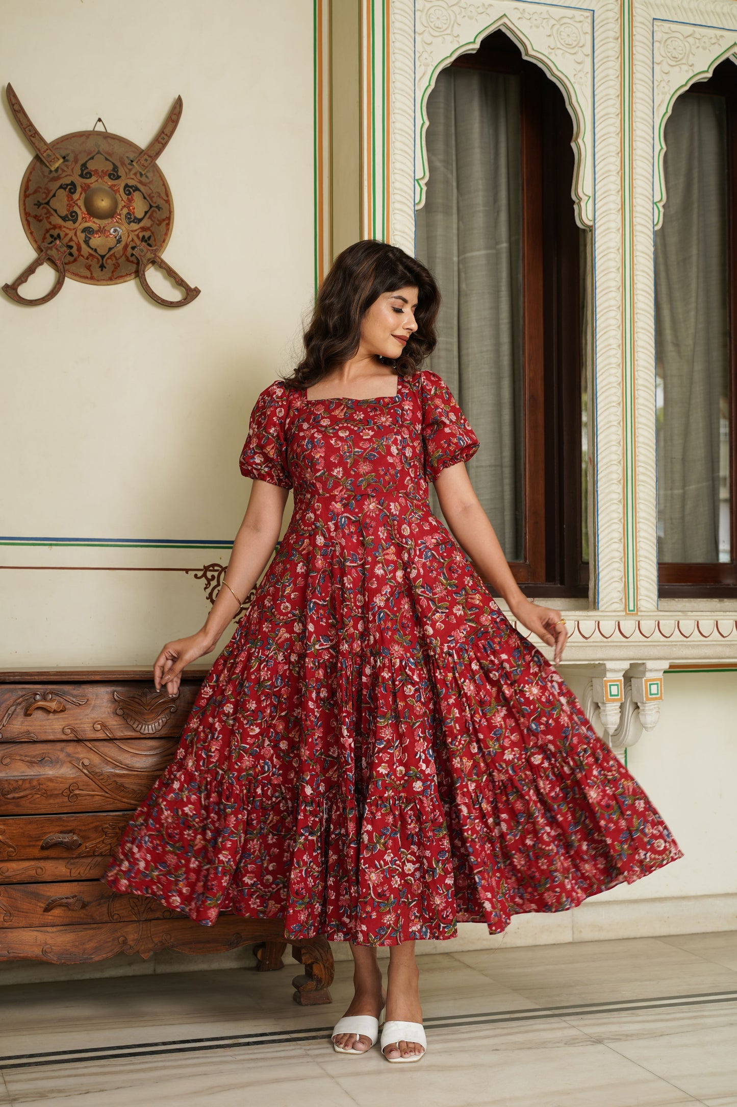 Rustic Red Handblock Dress