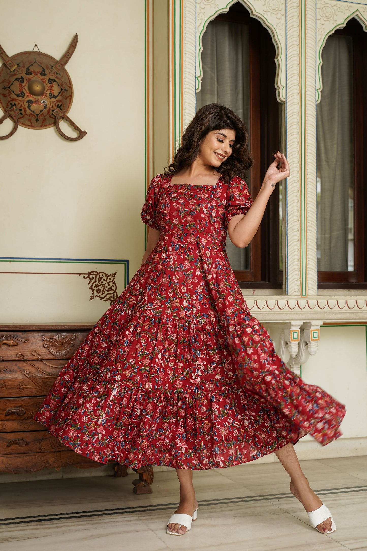 Rustic Red Handblock Dress