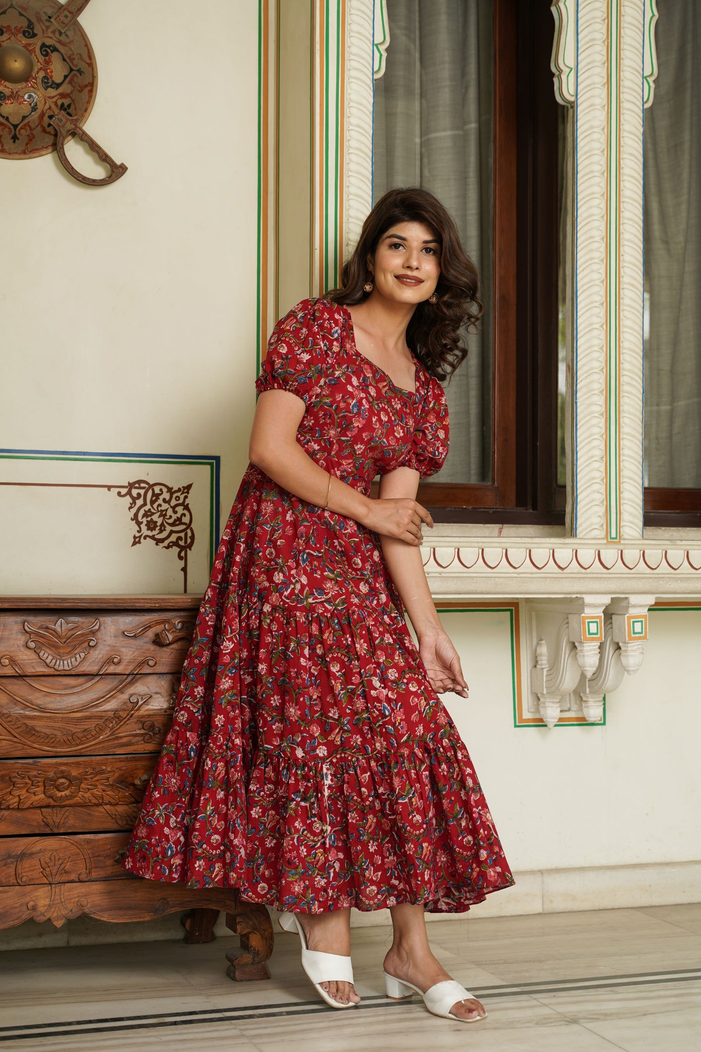 Rustic Red Handblock Dress