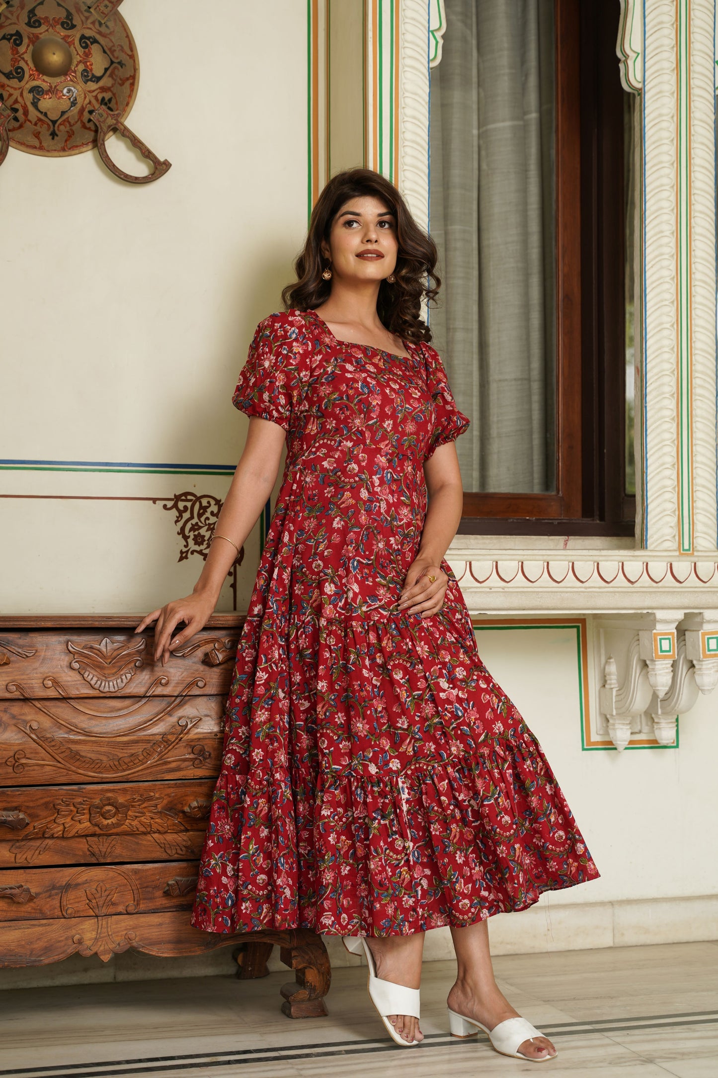 Rustic Red Handblock Dress
