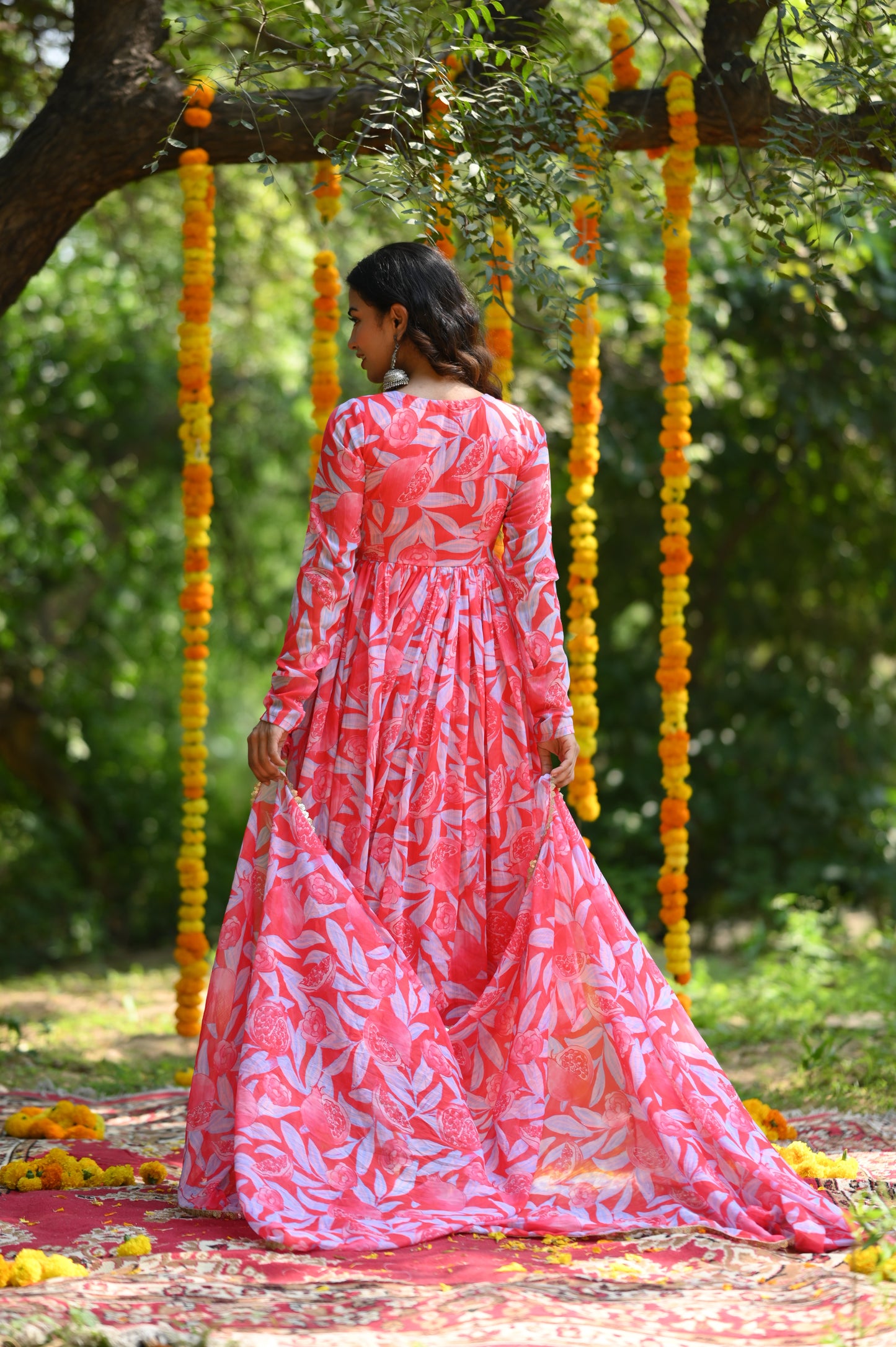 Red Printed Anarkali