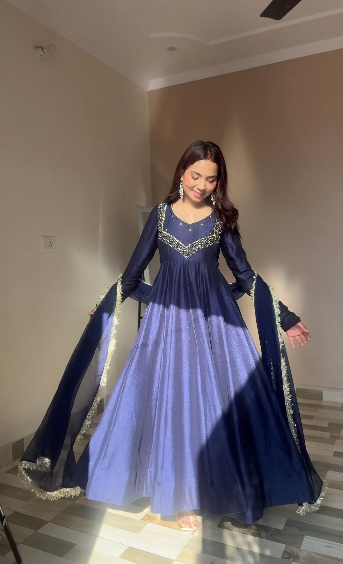 Royal Blue Anarkali Set