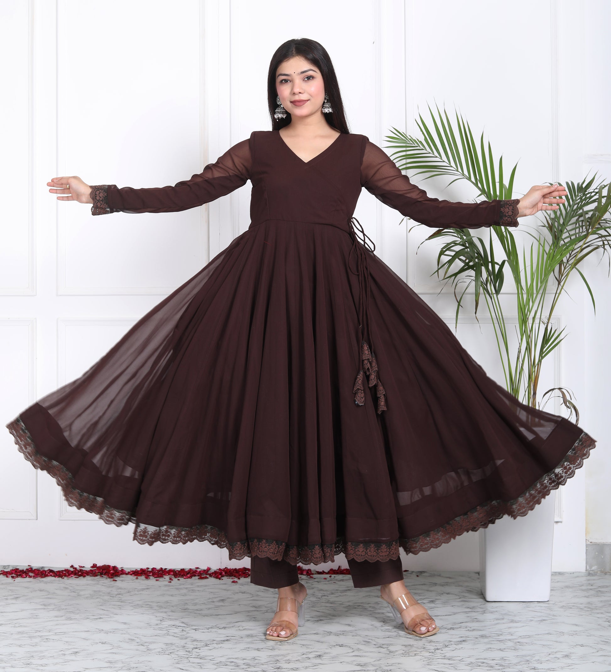 Brown Anarkali Set - L Brown Anarkali Set - L