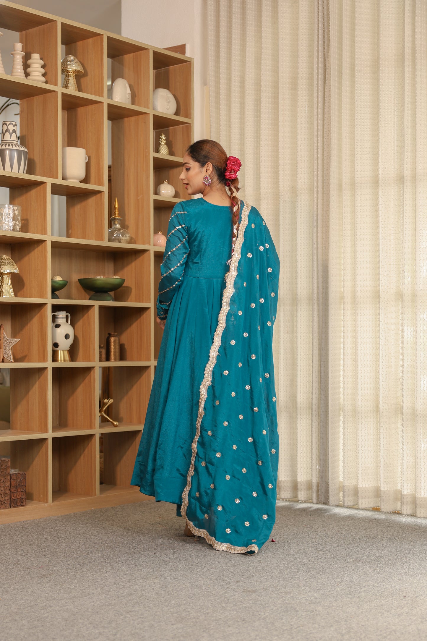 Zehra Teal Anarkali Set
