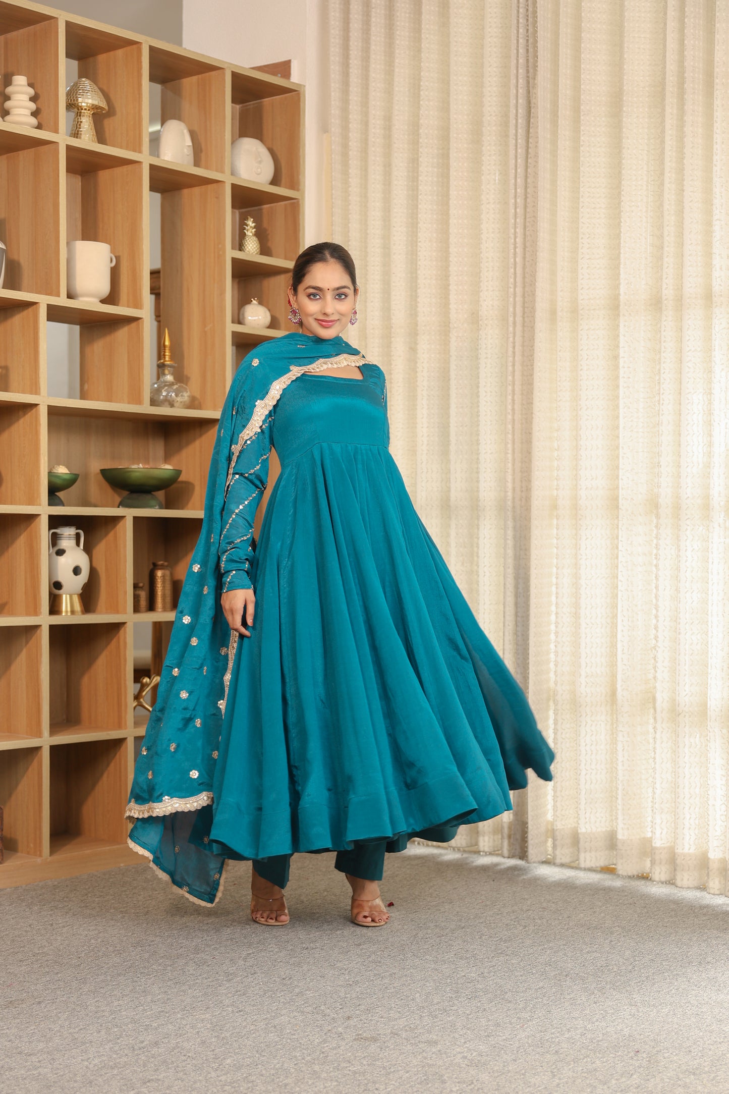 Zehra Teal Anarkali Set