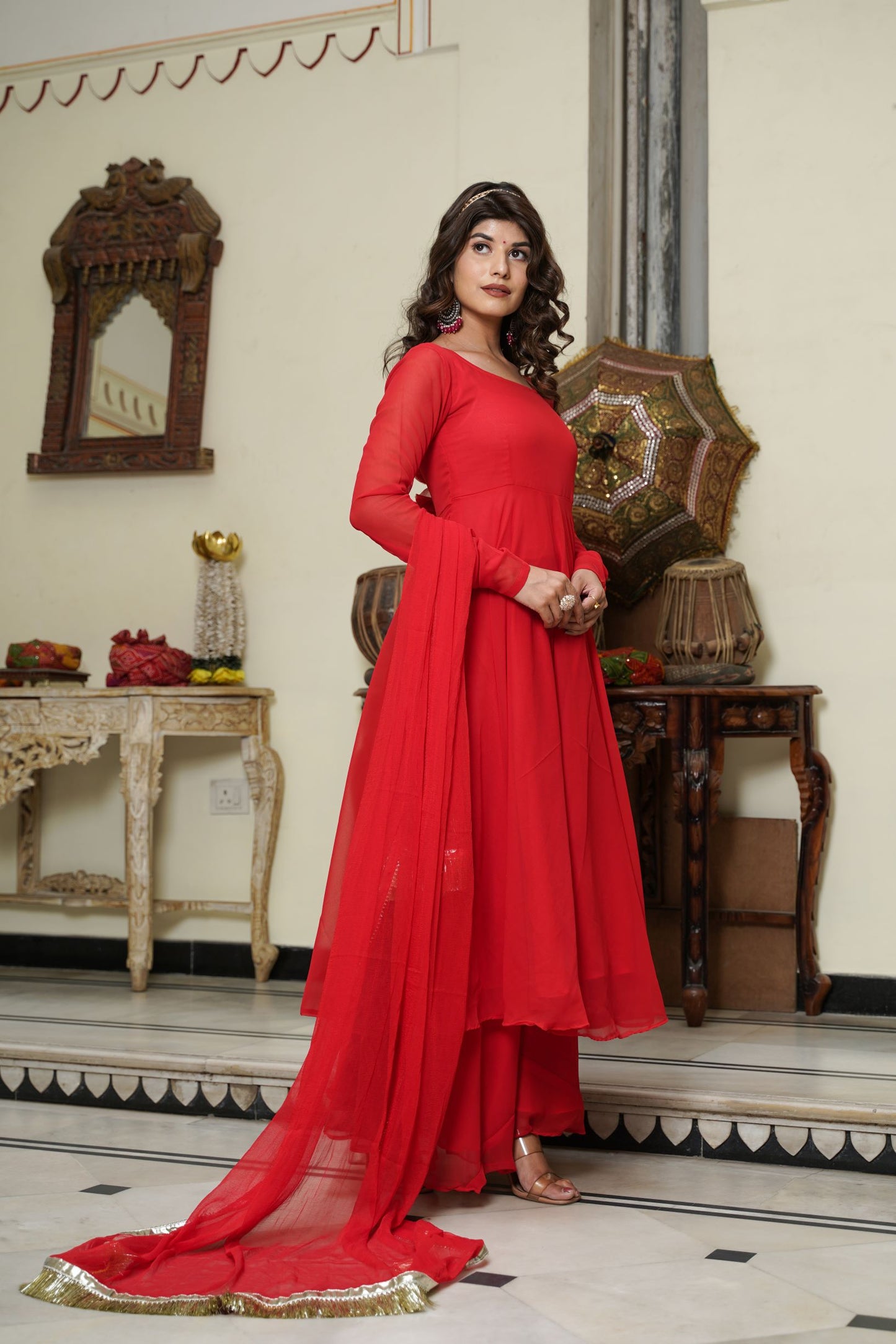 Cherry Red Anarkali