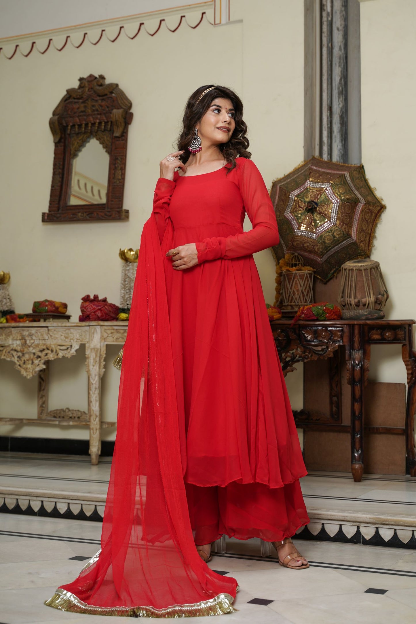 Cherry Red Anarkali