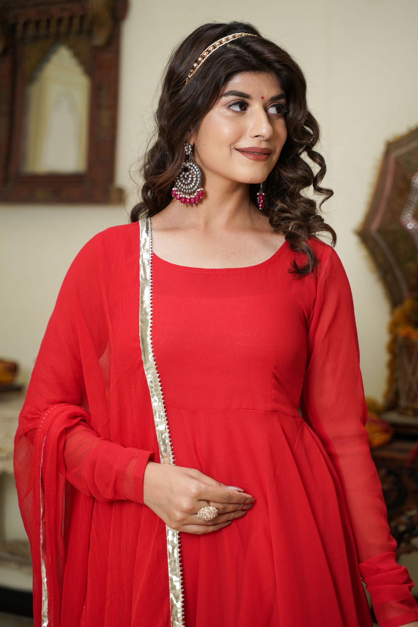 Cherry Red Anarkali