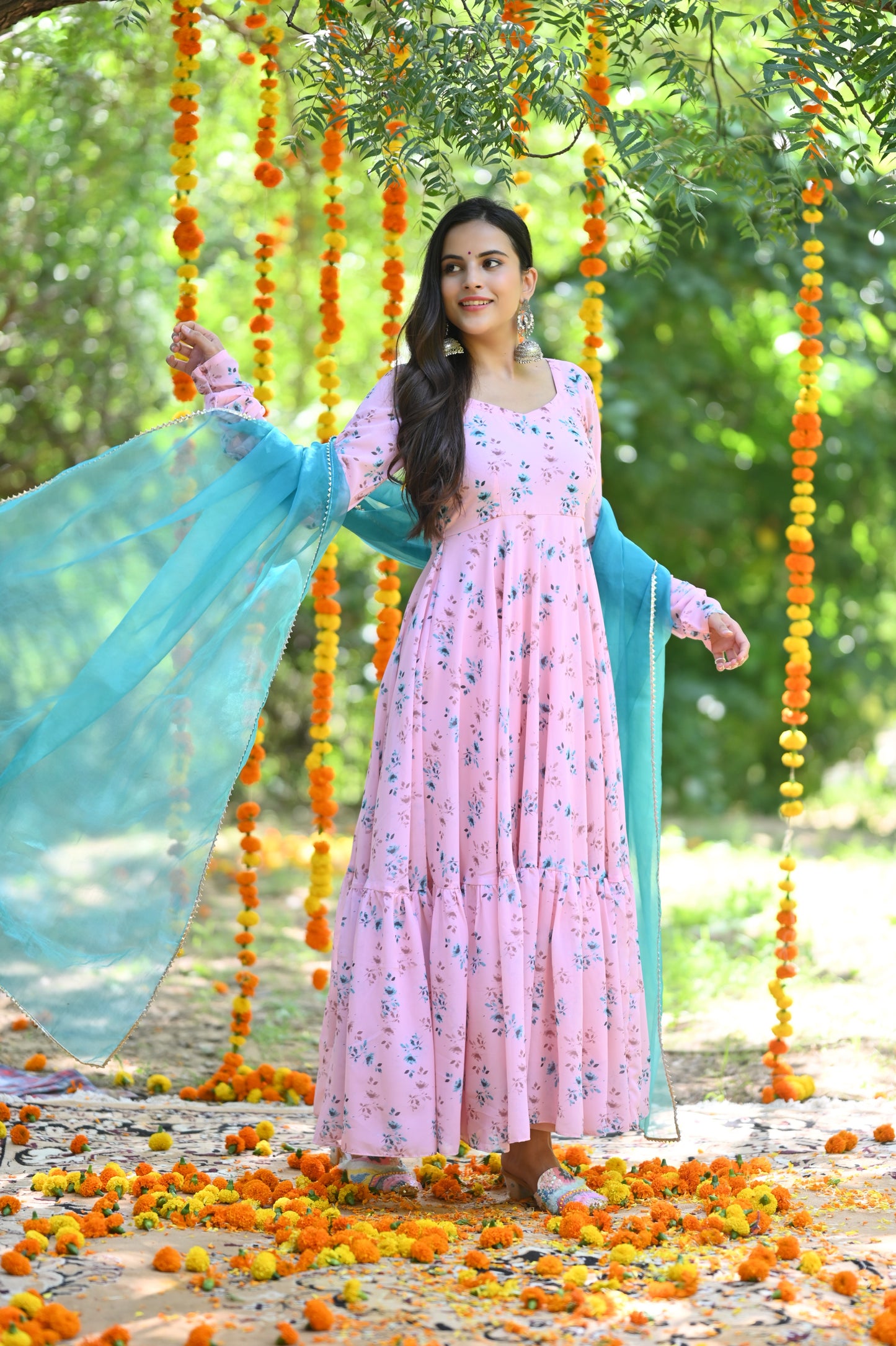 Pale Pink Floral Anarkali