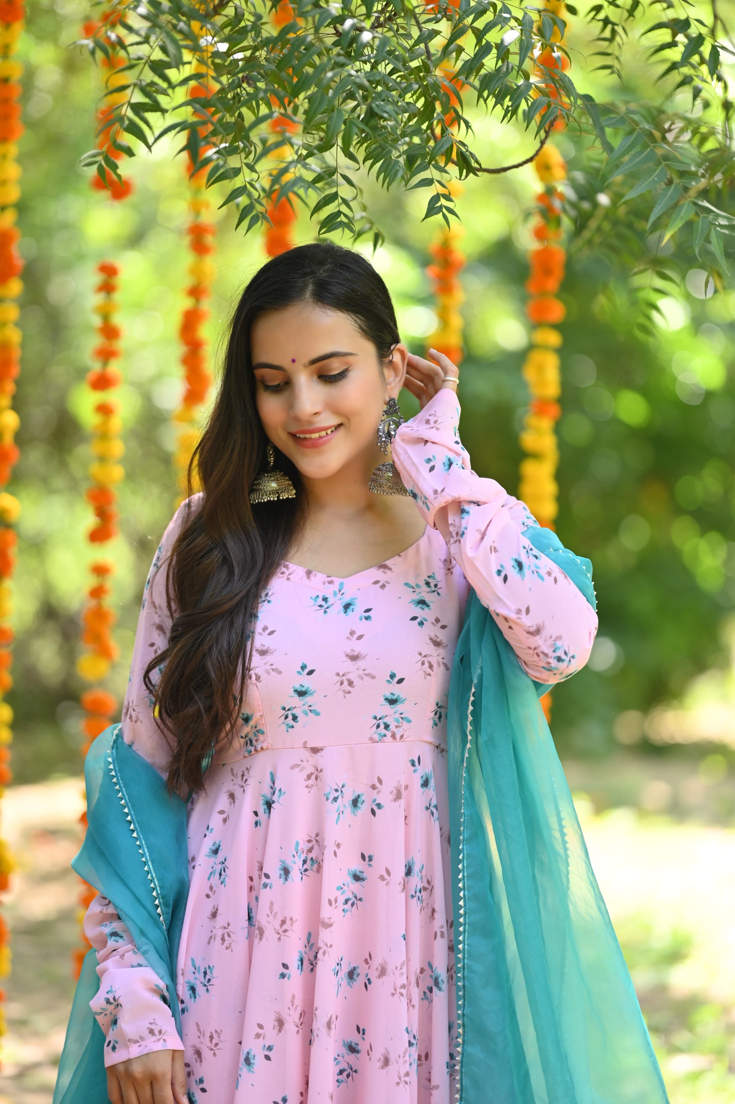 Pale Pink Floral Anarkali