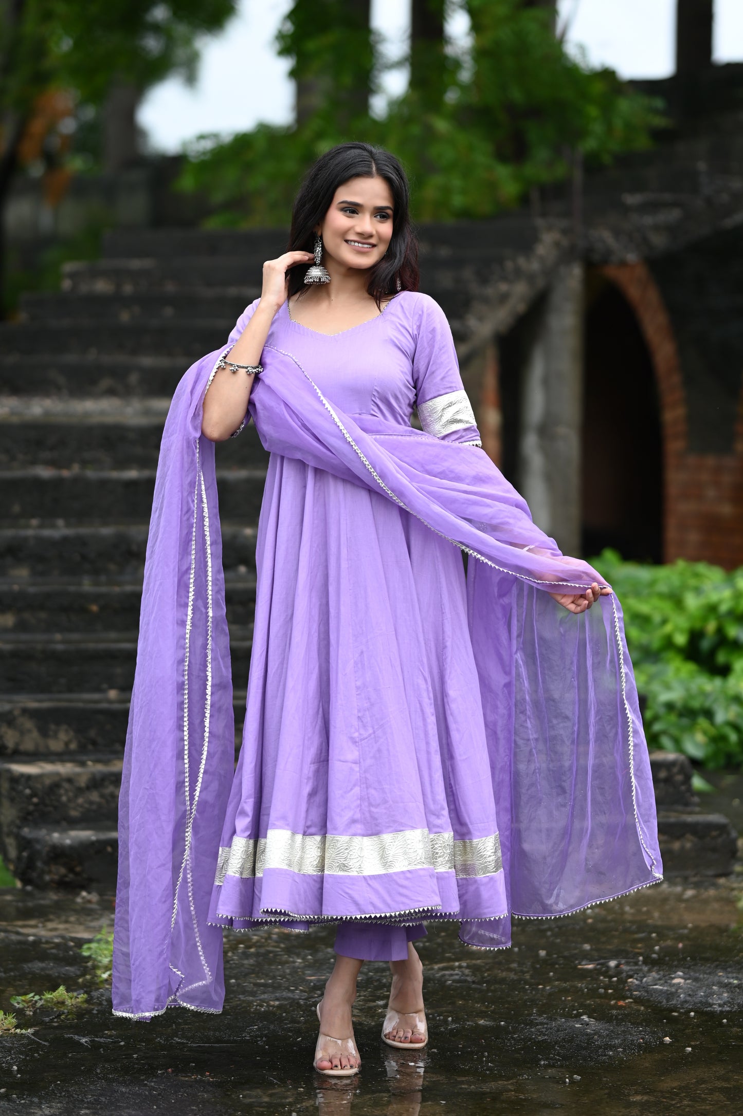 Lilac Anarkali Set