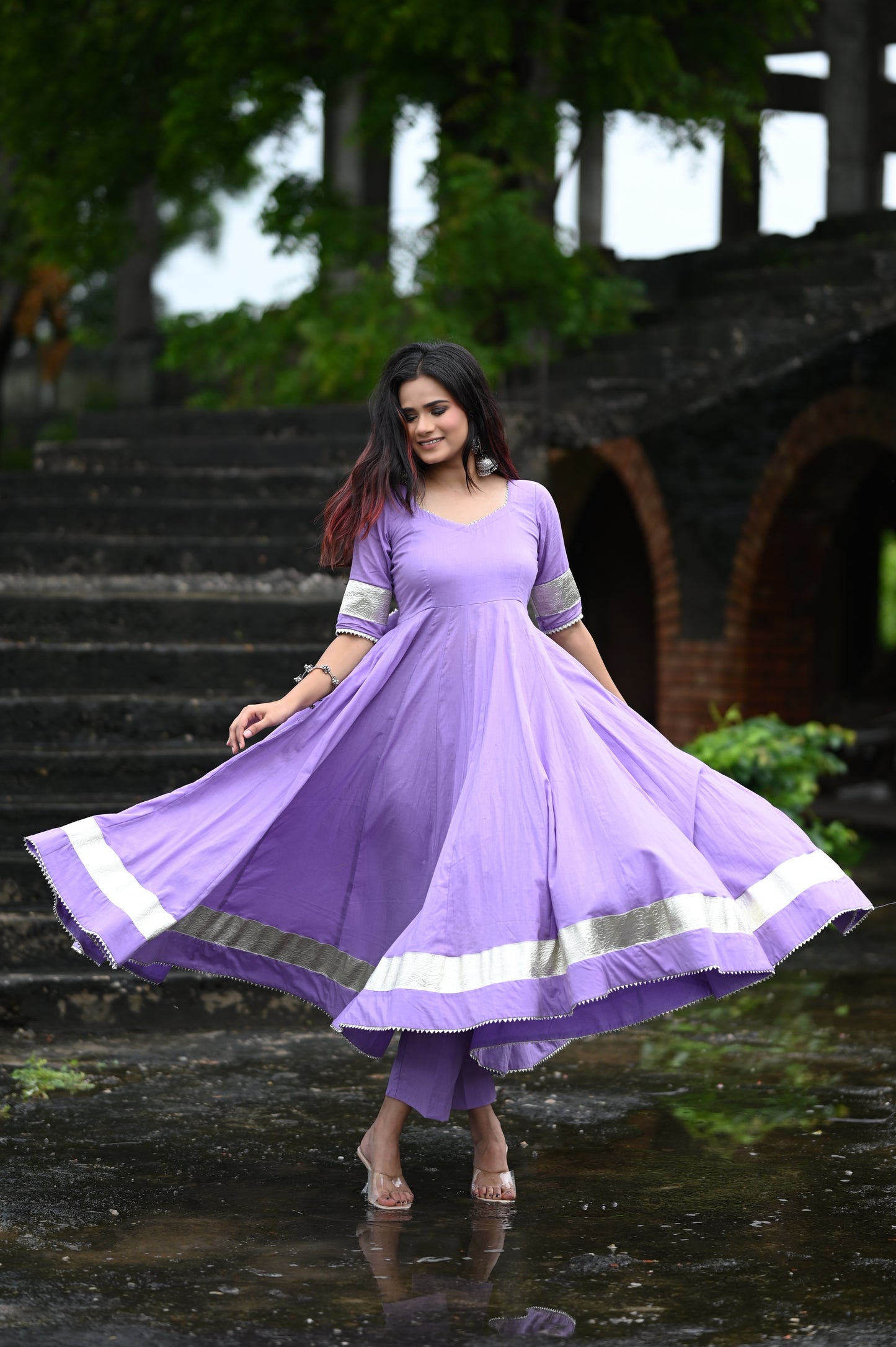 Lilac Anarkali Set