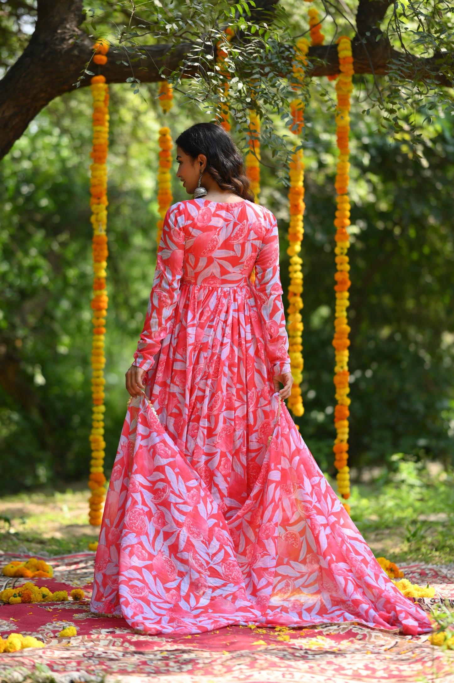 Red Printed Anarkali