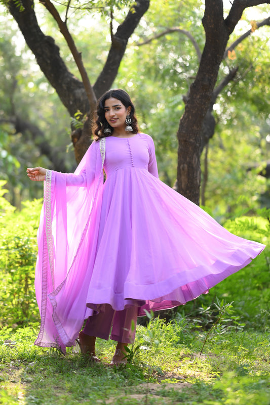 Lavender Anarkali Set