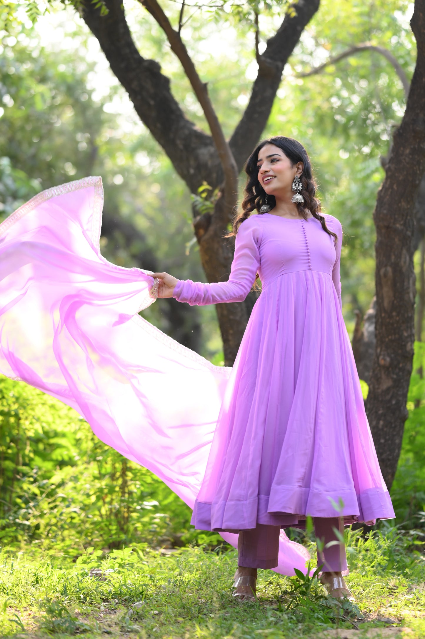 Lavender Anarkali Set