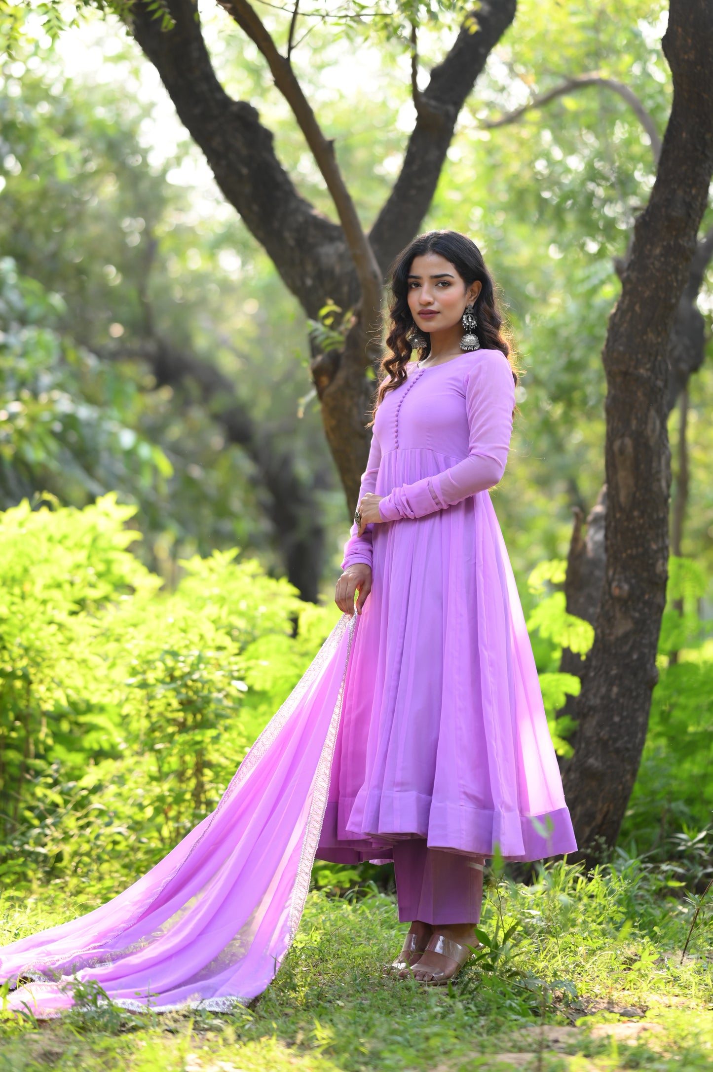 Lavender Anarkali Set