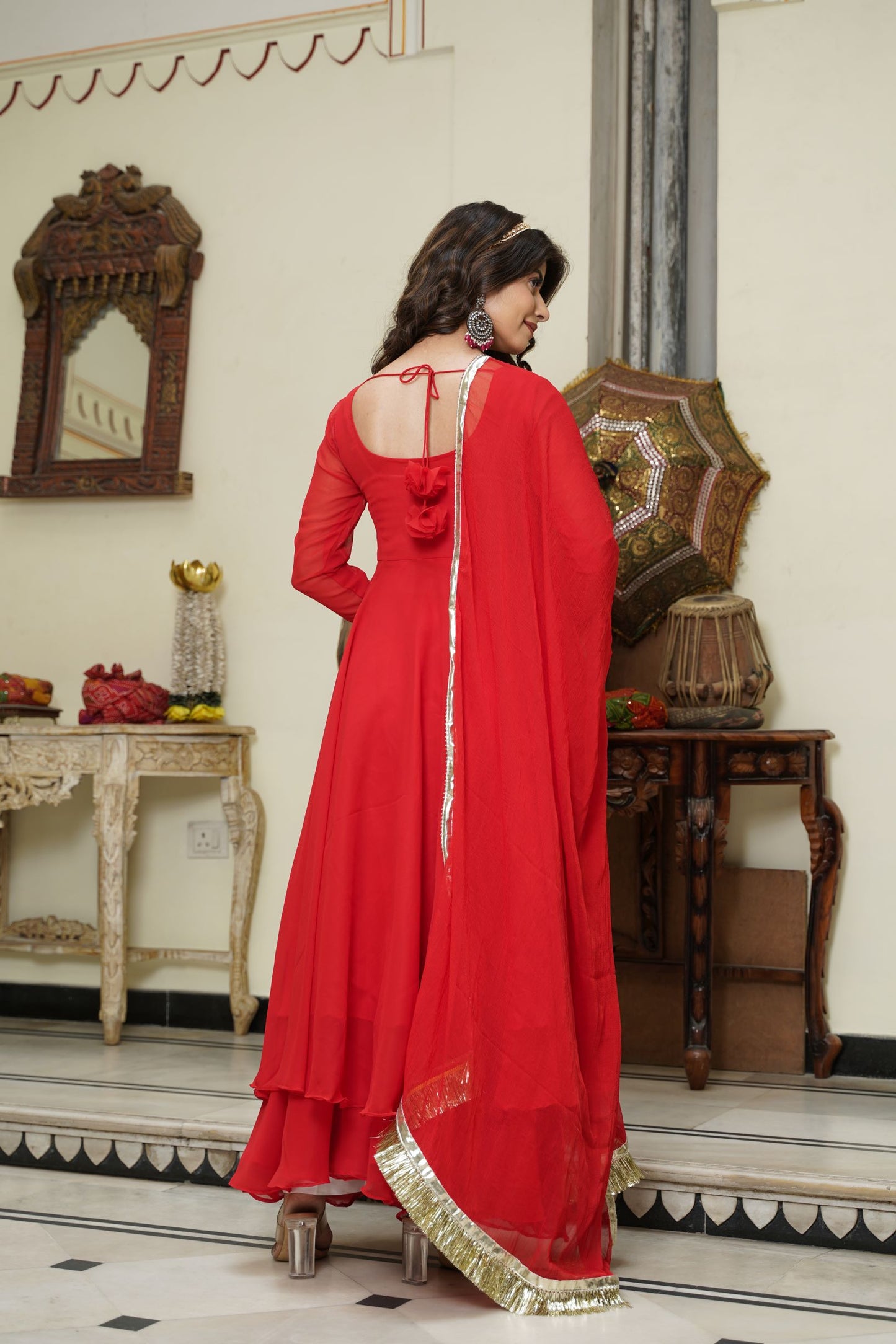 Cherry Red Anarkali